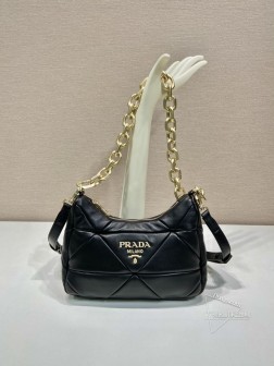 Prada 1BD158 System软羊革单肩包 链条提手 三角形图案 价格