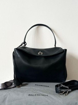 Balenciaga Rodeo中号 黑银色 牛皮材质