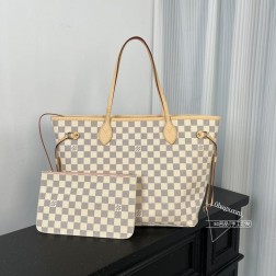 Louis Vuitton 40158 Neverfull 白格 大容量手袋 高仿 32.5cm