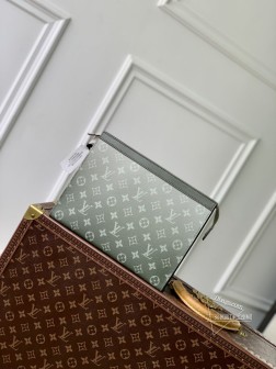 LV M61692 Monogram Eclipse 灰绿中号手袋,帆布材质,A货