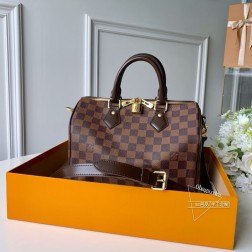 LV 41368 Speedy 25 手袋 Damier Ebène 帆布