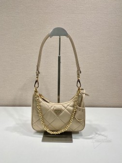 Prada普拉达 1BC204 绣格Hobo 手拎腋下包 进口尼龙材质 复刻