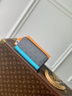 LV M11523 Monogram Eclipse Reverse帆布紧凑型钱包 灰色阴影