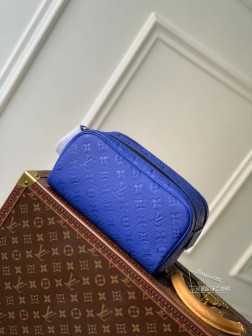 LV M82576 Dopp Kit 盥洗袋 顶级A货 压纹蓝色头层牛皮