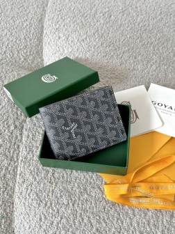 GOYARD狗牙短夹灰色，真牛皮，8卡位整钞位