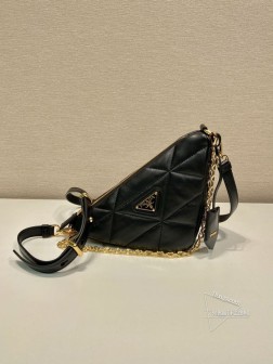 Prada普拉达 1BH190 绣格三角包 高仿 材质手工车菱格 一比一