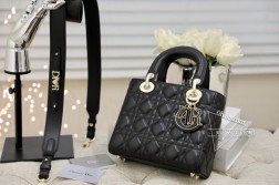 DIOR lady Dior ABC珐琅扣黑色小羊皮这款Lady Dior手袋集中体现了Dior对典雅和美丽的深刻洞见。采用羊皮革精心制作，以藤格纹缉面线打造醒目的绗缝细节，高雅经典的设计经久不衰。饰以标志性的同色调珐琅“D.I.O.R.”吊饰，为精美的轮廓增添一分灵动。迷你款式，搭配可拆卸的链条肩带，是理想的晚装配饰。·内部拉链口袋·可手提、肩背或斜挎·可随心搭配其他刺绣肩带·尺寸：20 16.58 厘米·内含防尘袋# 