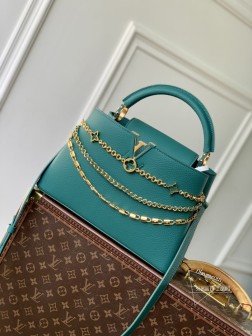 LV M12345 Capucines 中号手袋 Taurillon 牛皮革 绿色