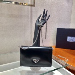 Prada普拉达 1BD307 项链包 单肩包 亮面皮革 全羊皮 代购