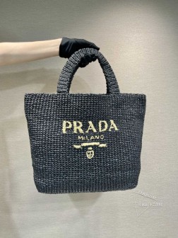 Prada普拉达 1BG408 纤维托特包 拉菲草手工编织 轻便大空间 A货