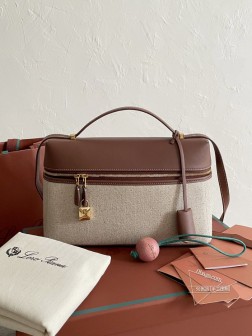Loro Piana Extra Bag LP 帆布棕 L27 马鞍皮系列  высококлассный