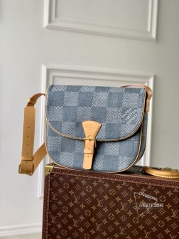 LV N40743 Montsouris 中号邮差包 Damier Denim 棉质帆布