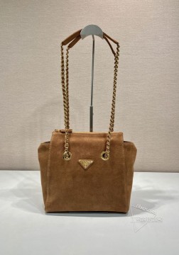 Prada 1BD660 中古拉链麂皮链条流浪包 - 纯手工黑金 价格