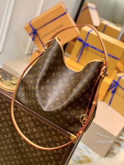 LV M50156 大号 老花玫红 Delightful 中古购物袋 高仿