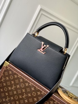 LV M21150 Capucines 中号手袋 Taurillon皮革 黑色