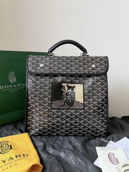 GOYARD 折叠双肩包 法斗黑色 PVC材质 价格