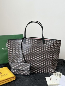 GOYARD 中古大号托特包 黑粉色 PVC材质