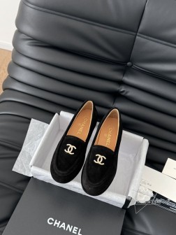 Chanel 24K秋冬新款乐福鞋新款双C经典 上脚很舒服诶美拉德棕色还是很适合秋冬的~鞋面麂皮牛皮 1196