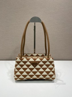 Prada普拉达 1BA368刺绣织物手提包 新款 尺寸