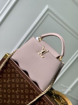 LV M22122 紫粉 Capucines Capushell 小号手袋 波浪底部 热压成形