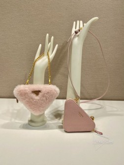 Prada普拉达 1NR015 双子三角包 山羊毛二合一包 高仿