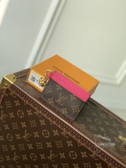 LV M82739 Monogram 涂层帆布 牛皮革 大号卡片夹层