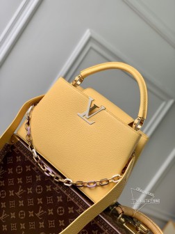 LV M21798 Capucines中号手袋 黄色金扣 钢链树脂链环 Tauri高仿