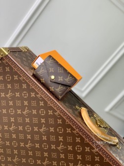 LV M41938 钱夹 Monogram 帆布粉色 金扣 实用优雅