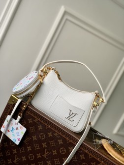 LV M13100 Marellini 手袋 Epi 皮革 白色 充裕空间