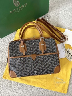 GOYARD 狗牙公文包 黑棕色 真皮材质 电脑工作包