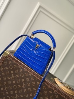 LV M48865 蓝色迷你Capucines手袋 小牛皮 金属饰件 顶级复刻