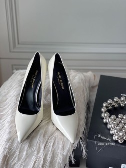 代购级 Saint Lauren经典系列字母金属跟漆皮高跟鞋 .定制级海外进口牛皮 牛漆皮搭配ZP开 387