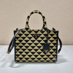 Prada普拉达 1BA354 中号刺绣托特包 Saffiano皮革 代购