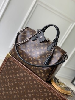 LV M12243 Speedy Soft 30 Dark 手袋 Monogram 涂层帆布皮革