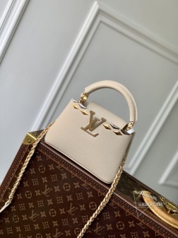 LV M12751 Capucines 迷你手袋 杏色 Taurillon 牛皮革