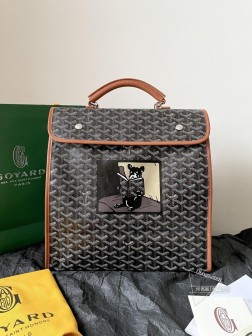 GOYARD 折叠双肩包 法斗黑棕 材质: 帆布 尺寸: 适中