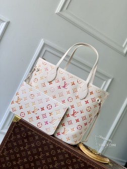 LV M47080 Neverfull 中号托特包 Monogram Empreinte材质顶级复刻
