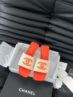 Chanel 25C春夏新款拖鞋全系列首发 专柜有的我都有!高版本高品质鞋面编织布 内里羊皮 真皮大 414