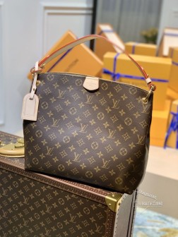 LV M43701 GRACEFUL 小号手袋 Damier Azur 帆布/牛皮