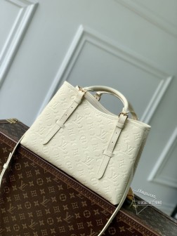 LV M47185 Babylone Tote 小号手袋,白色细腻牛皮革