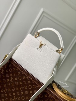 LV M23456 Capucines小号手袋 白色 小牛皮进口 金属饰件