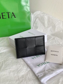 BV 黑色大格子卡包 小羊皮 材质 顶级复刻