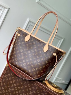 LV M12096 红色永不满手提袋 Monogram帆布 60mm 尺寸