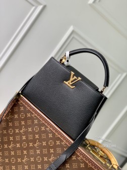 LV M24673 Capucines 手袋 黑色 中号 Taurillon 牛皮革