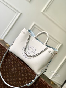 LV M11733 Bella手袋 Mahina小羊皮 白蓝色 Aura系列