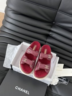 发泡大底版本 Chanel 24新款羊毛魔术贴凉鞋系列秋冬羊毛系列版本高版本 内里全羊毛 Size3 1097