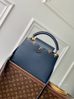 LV M24567 Capucines手袋 中号 蓝色 法国小牛皮 顶级A货