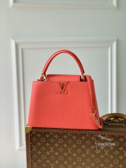 LV M20513 橙色 Capucines 中号手袋 Taurillon 皮革 复刻