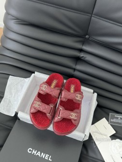 发泡大底版本 Chanel 24新款羊毛魔术贴凉鞋系列秋冬羊毛系列版本高版本 内里全羊毛 Size3 1278