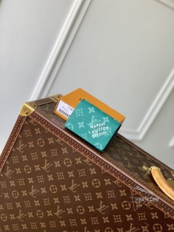 LV M12664 绿色 Monogram Heritage 名片夹 帆布 顶级A货